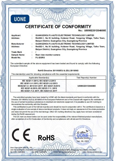 CERTIFICATE– CE ROHS(PJ-203RS)